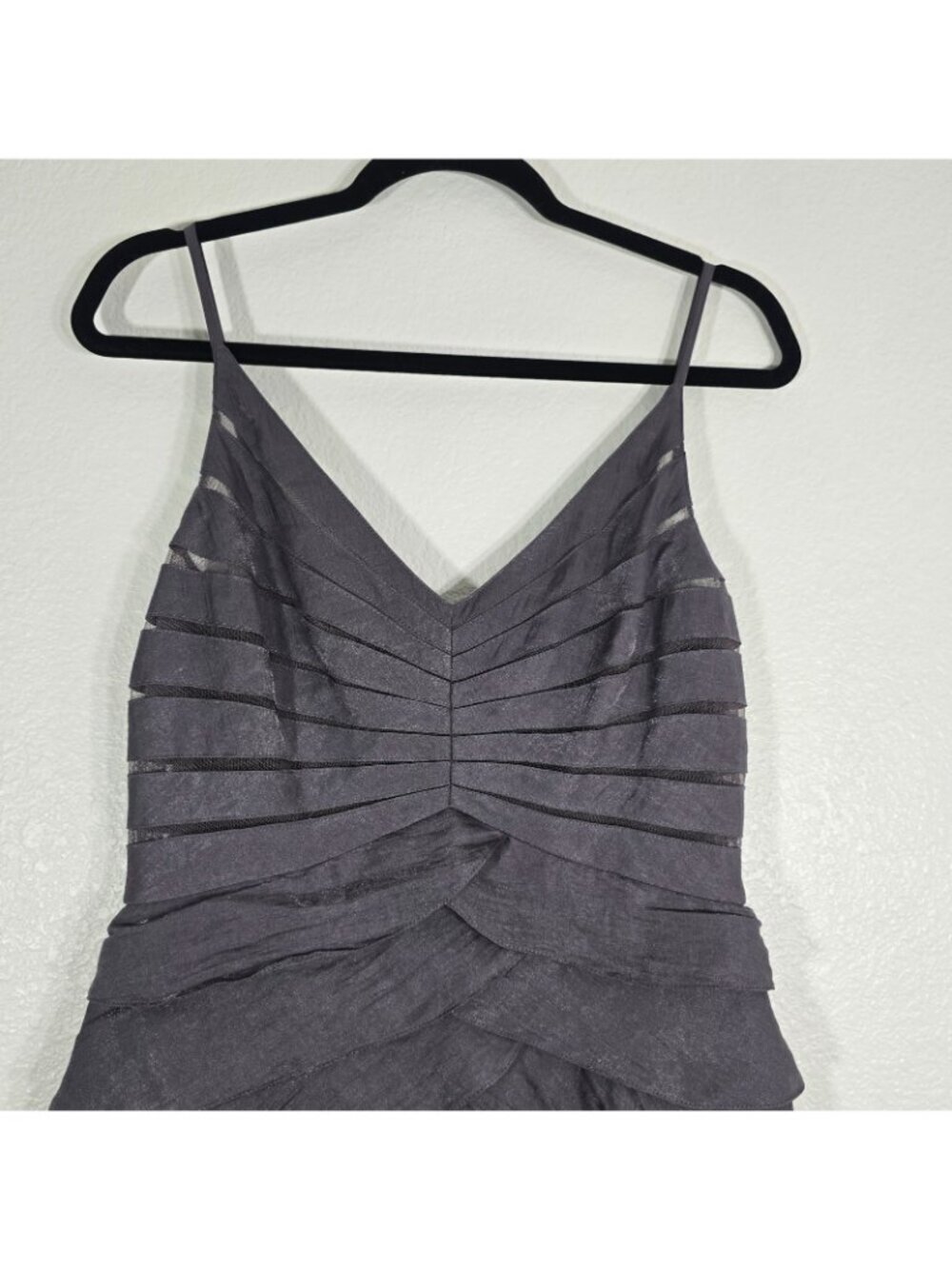 Adrianna Papell Occasions Ruffle Cocktail Dress Women Size 8 Gray Tiered Party - Picture 2 of 8